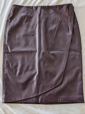 Calvin Klein faux wrap faux leather skirt, sz 6